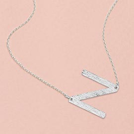 -N- White Gold Dipped Monogram Pendant Necklace